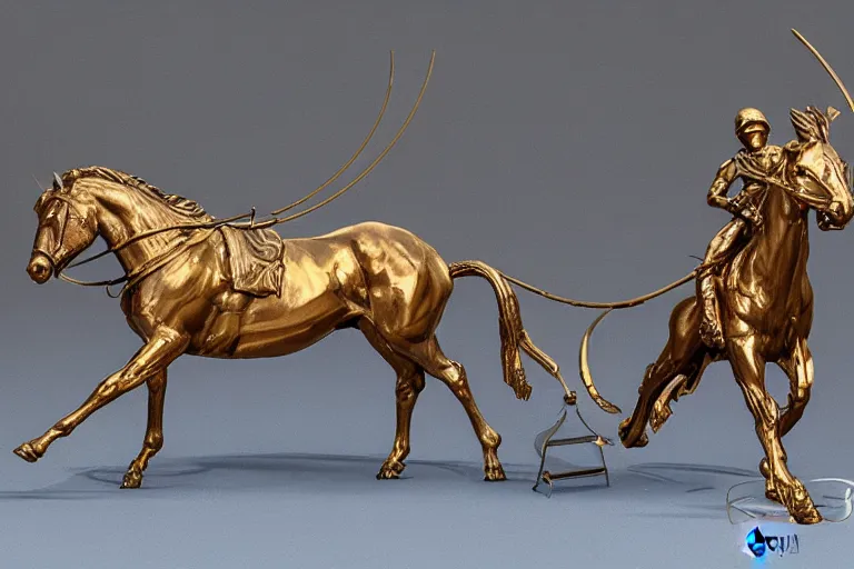 Image similar to sagittarius astrological sign sculpture in bronze by stanisław szukalsk, detailed, 3 d, 8 k