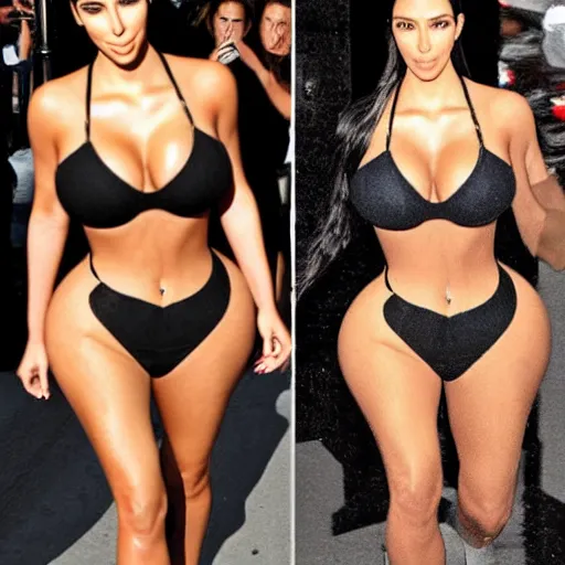 Image similar to kim kardashian with enhanced body features