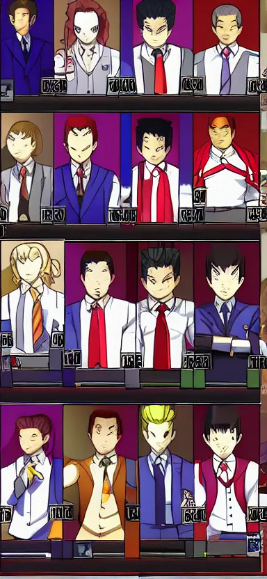 Prompt: Danganronpa sprite of Phoenix Wright