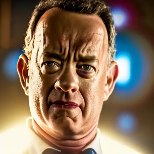 Image similar to a still of tom hanks in the avengers movie, 4 k, studio lighting, marvel cinematic, bokeh