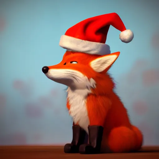 Prompt: cute fox, wearing santa hat, realistic cinematic lighting, establishing action shot, ultra detailed, hyper realism, photo, octane render, 8k, comedy, trending on artstation, set in ww2 germany