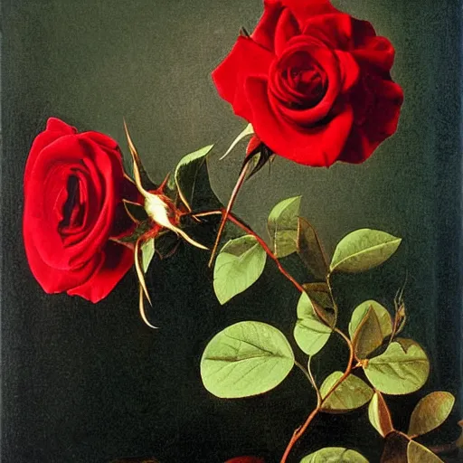 Image similar to red rose, caravaggio