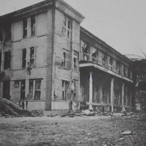 Image similar to 1860 photo of an ancient demon-girl devouring his own soul on an abandoned hospital, spooky