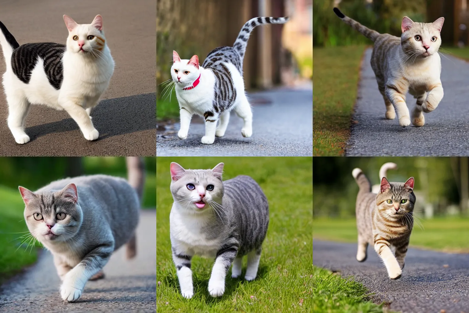 Prompt: British short hair cat walking towards a labrador