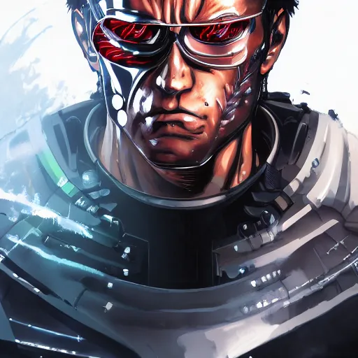 Santa Claus as a t800 Terminator, - AI Photo Generator - starryai