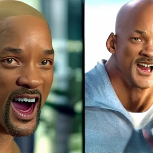 Prompt: Will Smith Slapping in the style of One Punch Man