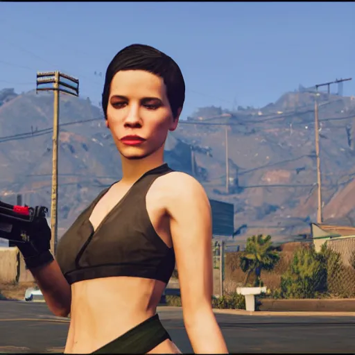 Image similar to Halsey in GTA V, 4k