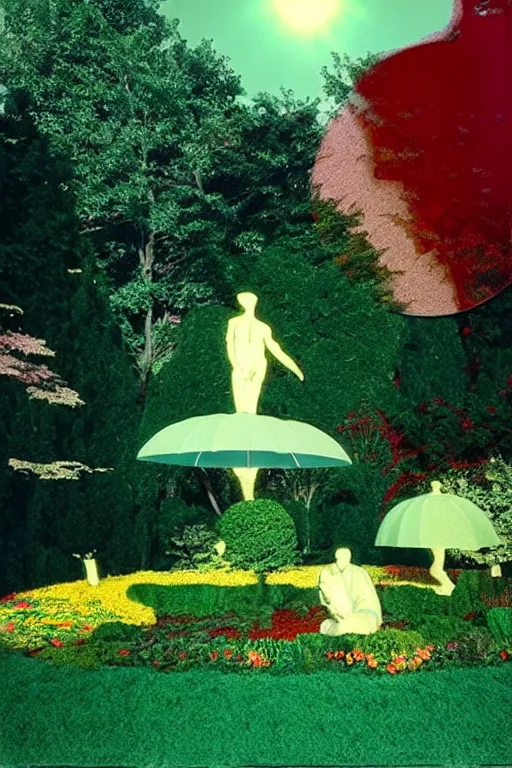 Prompt: ( ( ( ( ( a man happiness in the garden ) ) ) ) ) high details, volumetric fog, raytracing, back light, raymarching by andy warhol and bill sienkiewicz!!!!!!!!!!!!!!!!!!!!!!!!!!!!!!