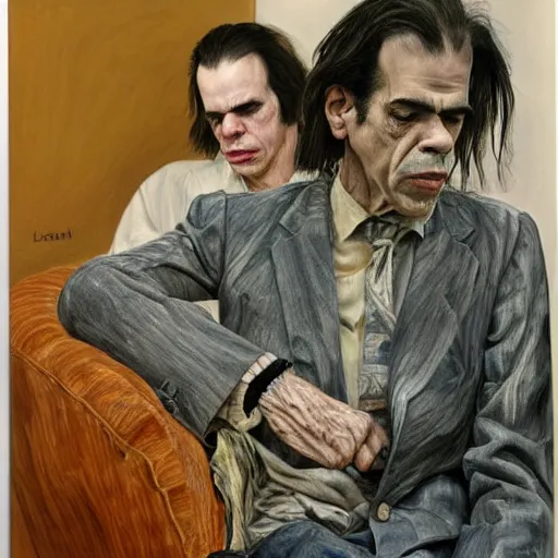 Image similar to high quality high detail painting by lucian freud, hd, dead nick cave