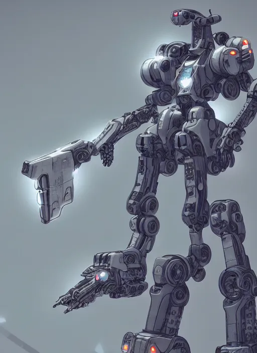 Image similar to intricate digital artwork of a mech by by nuthin'but mech, by kallamity sketchbook, inspired by nier : automata, clean white lab background, octane render, cgstation, 4 k resolution