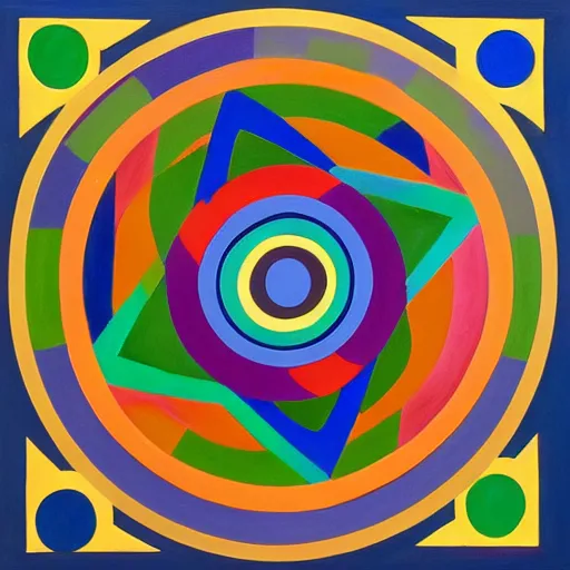 Image similar to painting in the style of frank stella, concentric circles, geometric, evenly spaced, minimalist, very colorful