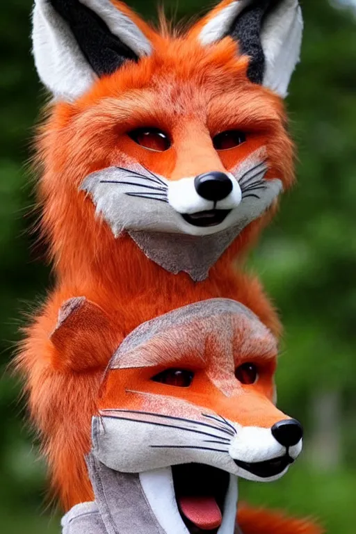 Image similar to an anthropomorphic fox, fursuit!!!!, cosplay