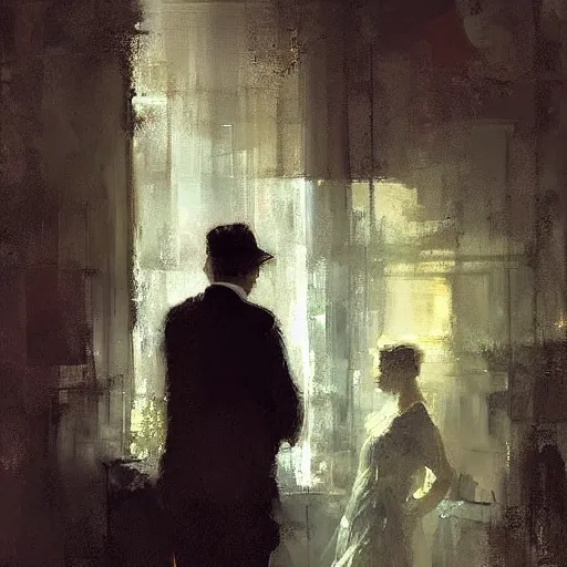 Prompt: contre - jour portrait of an old couple digital art by jeremy mann