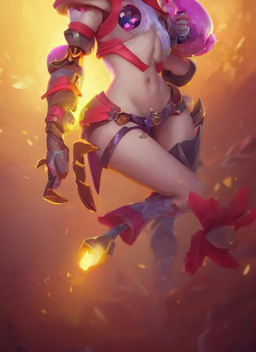 Image similar to poppy, from league of legends, fairy defender, au naturel, hyper detailed, digital art, trending in artstation, cinematic lighting, studio quality, smooth render, unreal engine 5 rendered, octane rendered, art style by klimt and nixeu and ian sprigger and wlop and krenz cushart