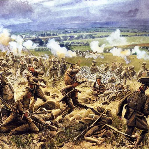 Image similar to Battle of the Somme painting 1916