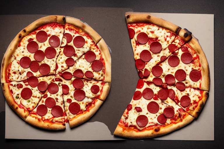 Prompt: an amongus crewmate shaped-pizza, food photography, studio photography. Highly detailed.