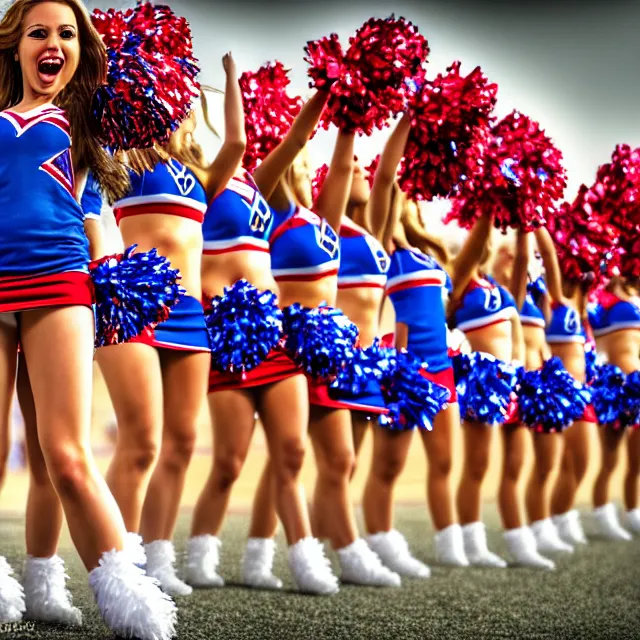 Image similar to cheerleader warrior, highly detailed, 8 k, hdr, smooth, sharp focus, high resolution, award - winning photo