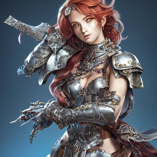 Prompt: studio portrait of lawful good colorful female holy shield paladin as absurdly beautiful, elegant, young sensual gravure idol, ultrafine hyperrealistic detailed face illustration by kim jung gi, irakli nadar, intricate linework, sharp focus, bright colors, matte, octopath traveler, final fantasy, unreal engine highly rendered, global illumination, radiant light, intricate environment