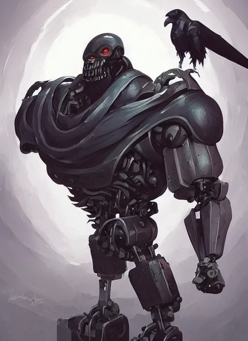 Image similar to anthropomorphic raven bodybuilder cyborg robot fighter portrait, horror, game design fanart by concept artist gervasio canda, behance hd by jesper ejsing, by rhads, h. r. giger, makoto shinkai and lois van baarle, ilya kuvshinov