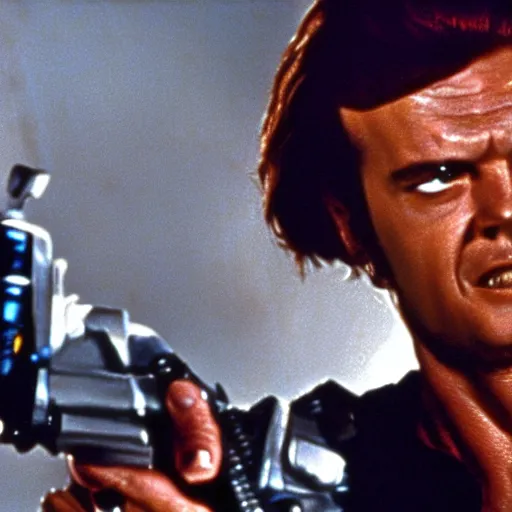 Image similar to Jack Nicholson plays Terminator 2, scene from the film