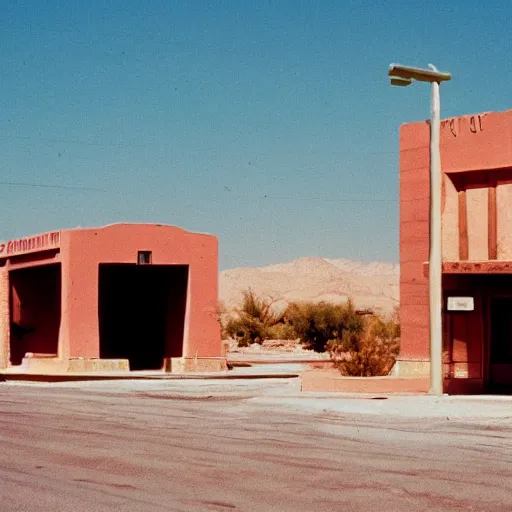 Prompt: 1 9 7 0 s movie still of a empty colossal stalinist style town in the desert, cinestill 8 0 0 t 3 5 mm eastmancolor, heavy grain, high quality, high detailed