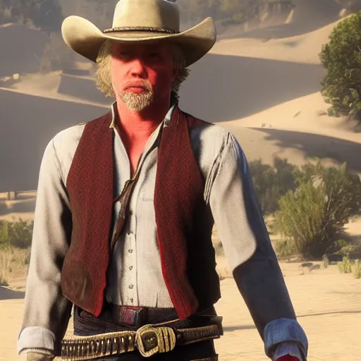 Prompt: william katt in red dead redemption 2, character render, full body shot, highly detailed, in game render