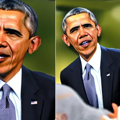 Prompt: Barack Obama transforms into super sayan