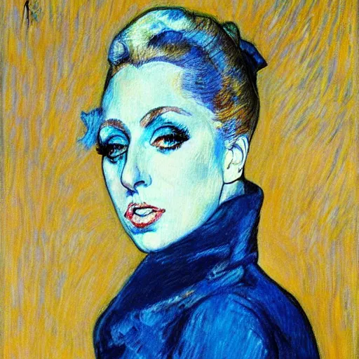 Image similar to oil canvas of lady gaga in concert, intricate, elegant, in the syle of toulouse - lautrec, trending on artstation