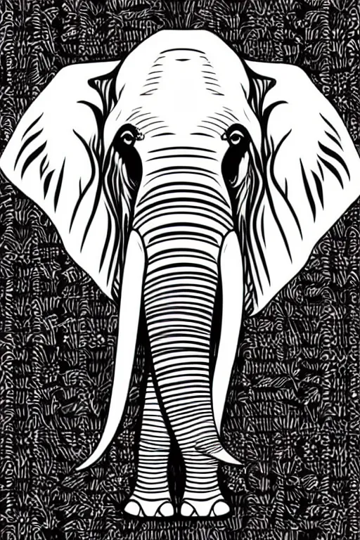 Image similar to minimalist boho style art of an elephant, illustration, vector art