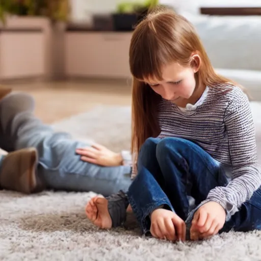 Image similar to The girl gets out of the monitor onto the floor