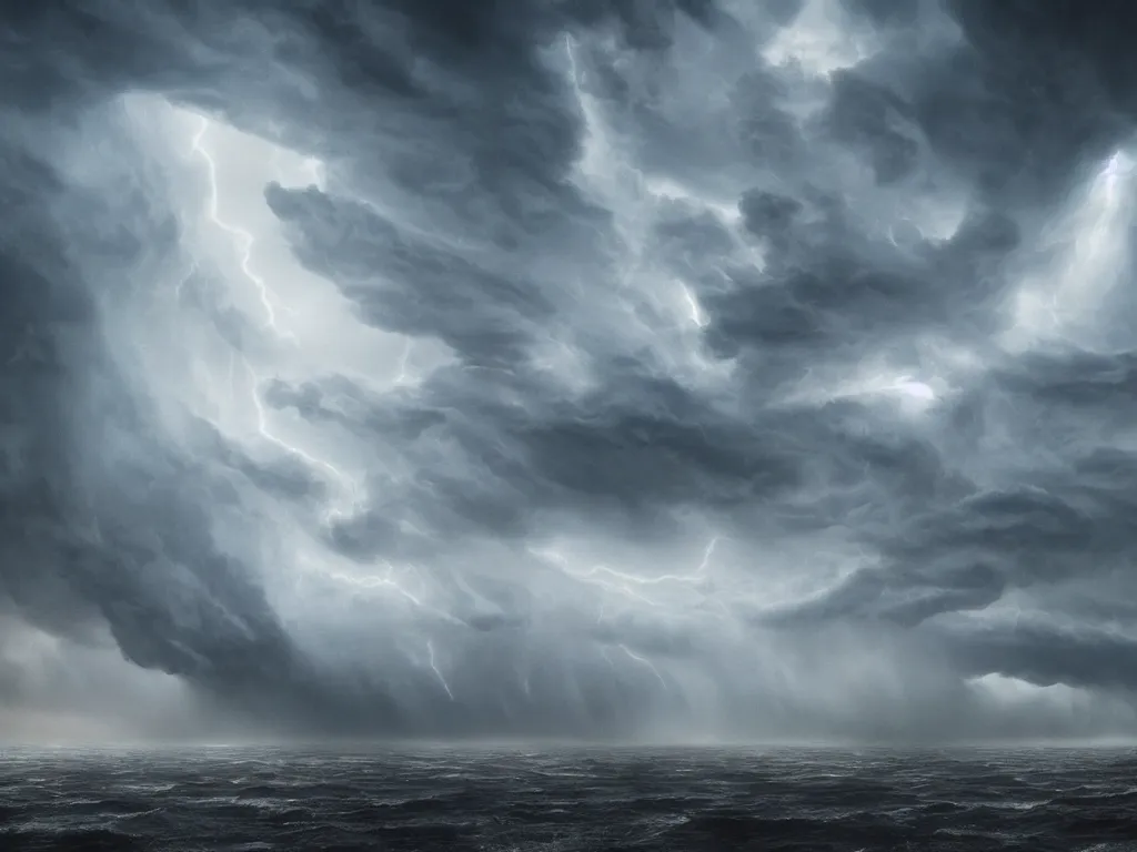 Prompt: detailed supercells, landscapes, unusual super storm, beach, scifi, moody, atmospheric, cinematic, very high complexity, stunning, masterpiece, very detailed. 4 k