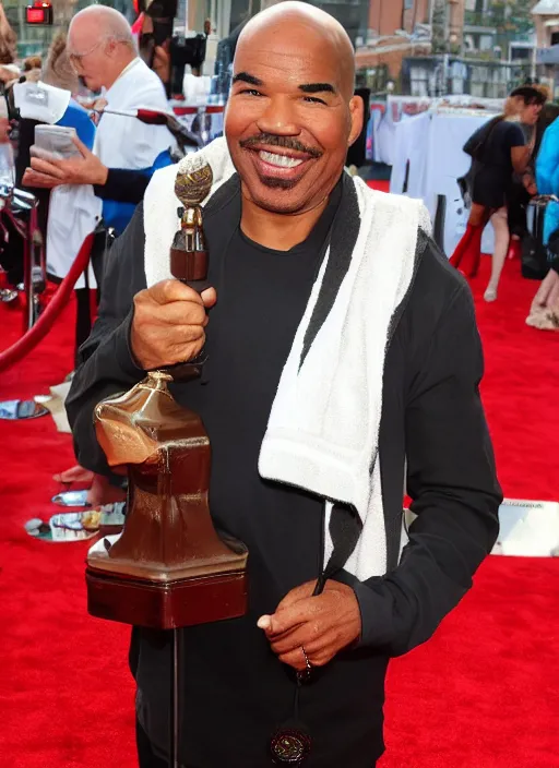 Image similar to david alan grier holding his favorite lamp and towel combo on the red carpet