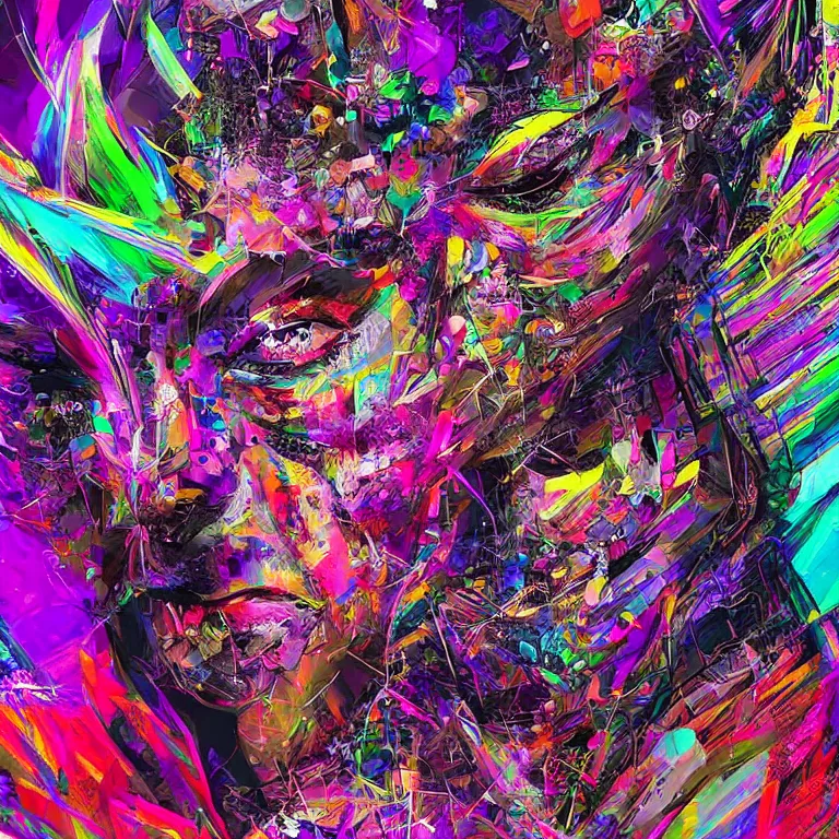 Prompt: hyper-maximalist overdetailed half portrait half collage slightly abstract pesudofigurative digital illustration by archan nair feat hakan hisim inspired by works of android jones. Pschedelic visionary artwork.