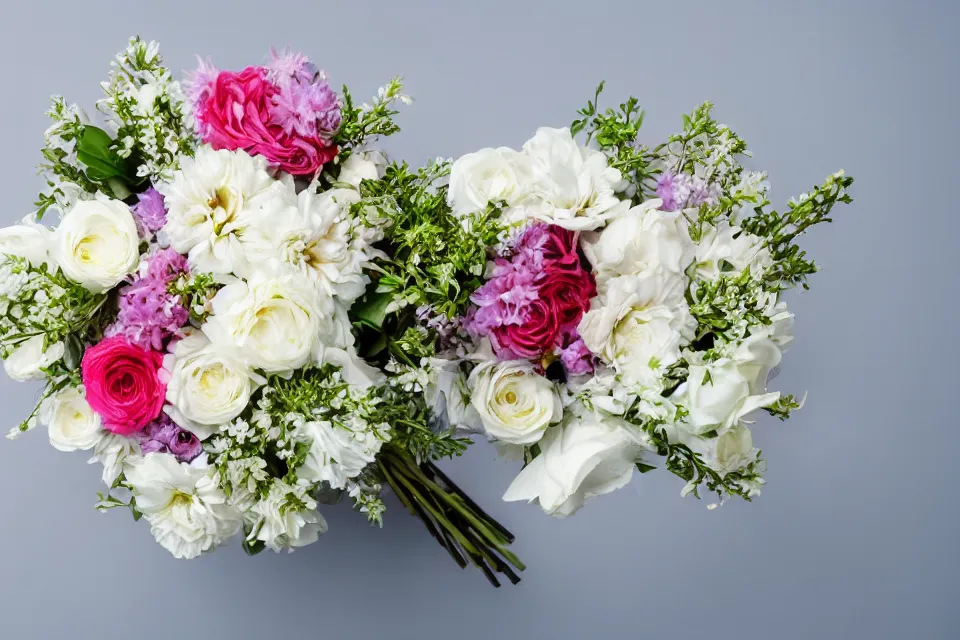 Prompt: a bouquet of flowers on a white background