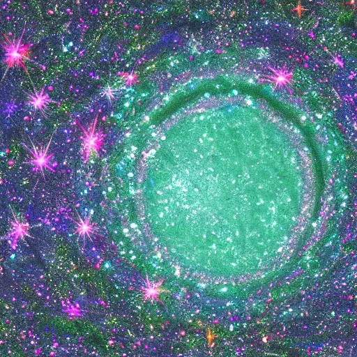 Image similar to planet with skin of texture of glitter, lsd