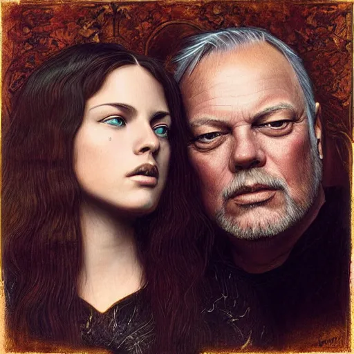 Image similar to amazing artgerm portrait of david gilmour as a preraphaelite painting, collaboration with j. scott campbell and artgerm with edward burn jones