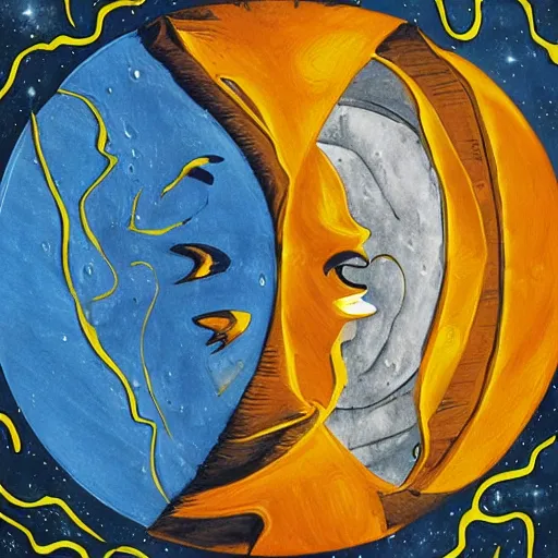 Image similar to the marriage of the moon and the sun, sci - fi style