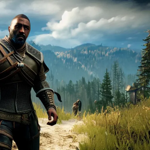 Prompt: idris Elba as character in the Witcher 3