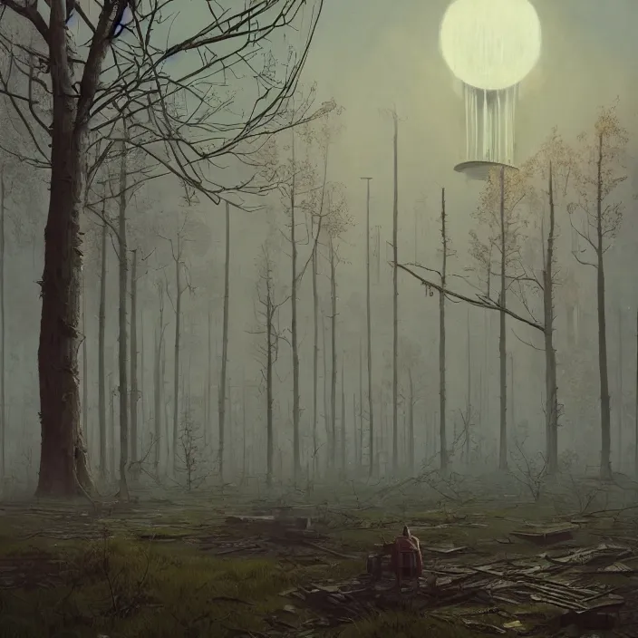 Prompt: a beautiful painting of pripyat by simon stalenhag and zdzisław beksinski and rene magritte and greg rutkowski, in style of digital art. hyper detailed, sharp focus, soft light. unreal engine 5. ray tracing. trending on artstation