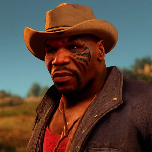 Image similar to Mike Tyson in red dead redemption 2 digital art 4K quality super realistic