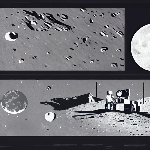 Prompt: concept art of the moon landing