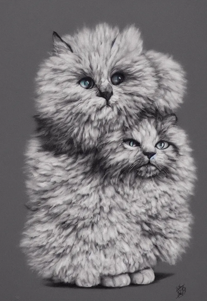 Image similar to fluffy cat with an afro comb t - shirt design, by jules julien, kaws, dark grisaille monochrome neon spraypaint, ironic surrealism, hypebeast