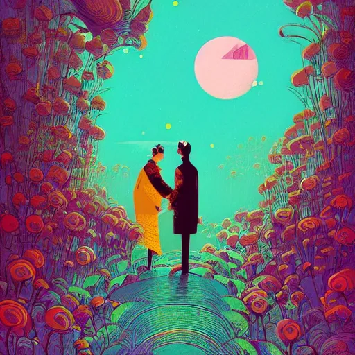 Image similar to illustration of love tender by Victo Ngai and James Gilleard and Bruce Pennington