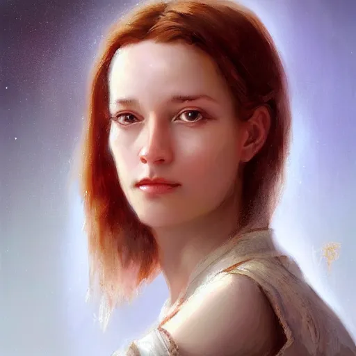 Image similar to portrait of a belgian woman ( 3 5 ) from belgium in 2 0 2 1, an oil painting by ross tran and thomas kincade