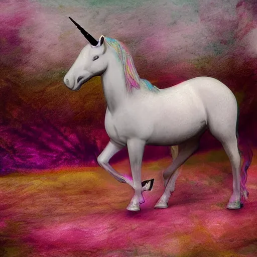 Image similar to an invisible pink unicorn, photorealistic