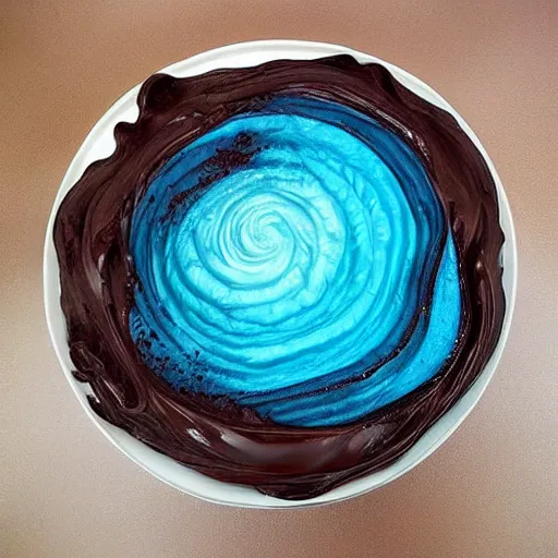 Image similar to a huge ocean swave made of liquid chocolate