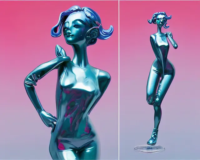 Image similar to James Jean isolated romantic girl vinyl figure, figure photography, dynamic pose, holographic undertones, glitter accents on figure, anime stylized, accurate fictional proportions, high delicate details, ethereal lighting - H 640