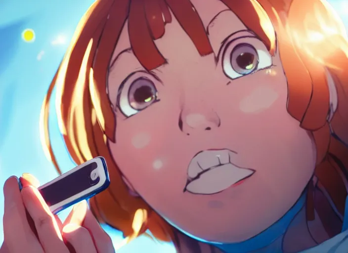 Image similar to closeup portrait of ochaco uraraka from my hero academia taking a selfie with her shoe collection, sunny, bright, reflections, intricate, sharp focus, lens flare, bloom, illustration, highly detailed, digital painting, concept art, matte, art by ruan jia and wlop and greg rutkowski, masterpiece