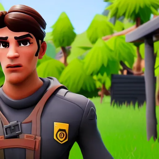 Image similar to james rodrigez in fortnite, gameplay, high quality