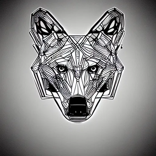 Prompt: artistic mechanical wolf logo robotic ai